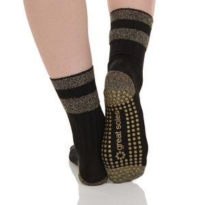 Great Soles Elle Crew Grip Socks Black/Gold